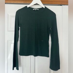 Frame Denim Dark Green Ribbed Top